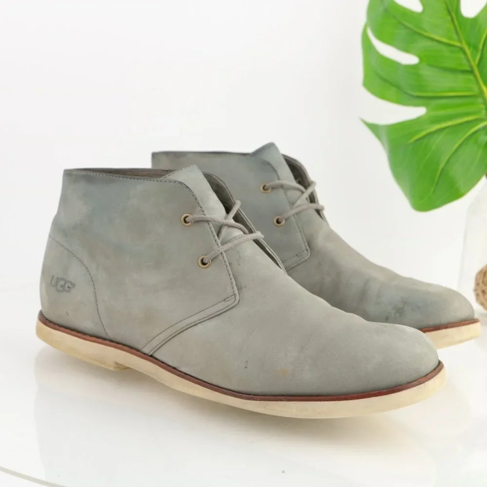 UGG Mens Harren Steifel Chukka Boot Size 12 Gray Suede Lace Up Desert Casual